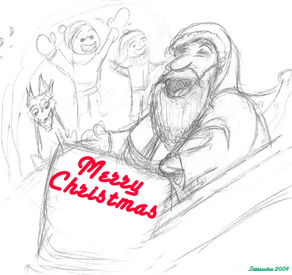 A Christmas pencil sketch by Tony Sarrecchia